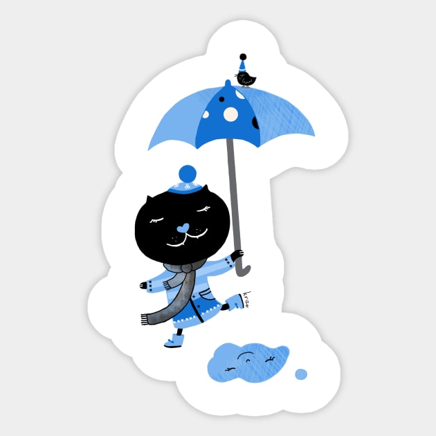 Smiling in the Rain Sticker by Krize